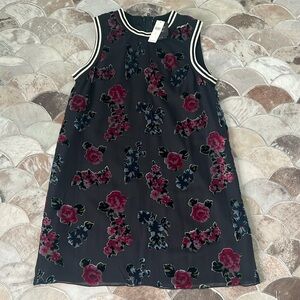 NWT Anna Sui Floral Burnout Velvet Mini Tank Dress LBD Size 8